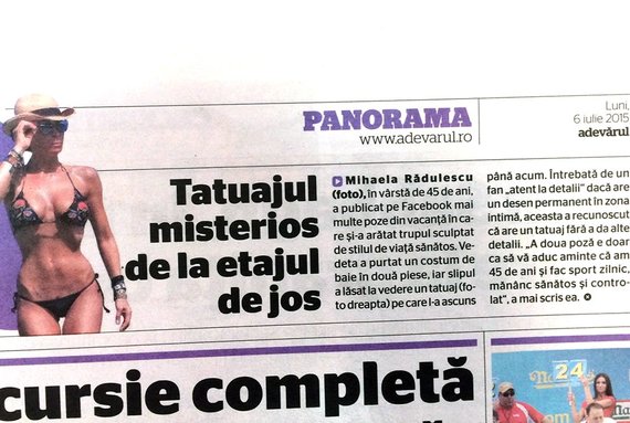TITLUL ZILEI. Mihaela Rădulescu, ziarul quality Adevărul şi o lecţie de titlu pentru tabloide: “Tatuajul misterios de la etajul de jos”
