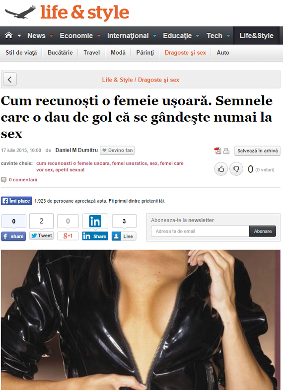 Adevărul retrage de pe site un articol despre Cum recunoşti o femeie uşoară. Semnele care o dau de gol că se gândeşte numai la sex“