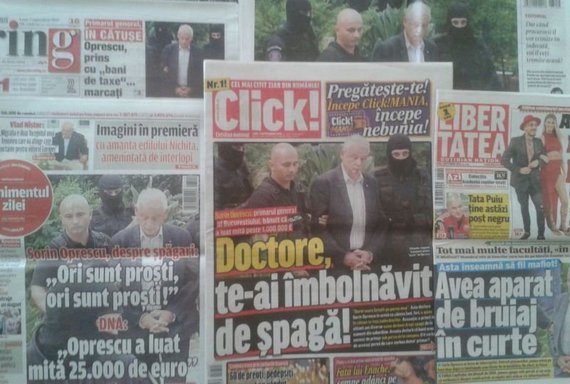 PRESA DE AZI. Sorin Oprescu, „vedeta” ziarelor de astăzi. Click îi pune diagnosticul: „Doctore, te-ai îmbolnăvit de şpagă”. Ring: „Oprescu, prins cu „bani de taxe”... marcaţi”