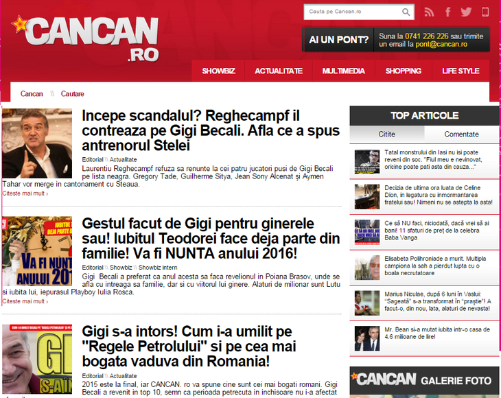 Cancan.ro, obligat de instanţă să scoată mai multe articole despre familia Becali