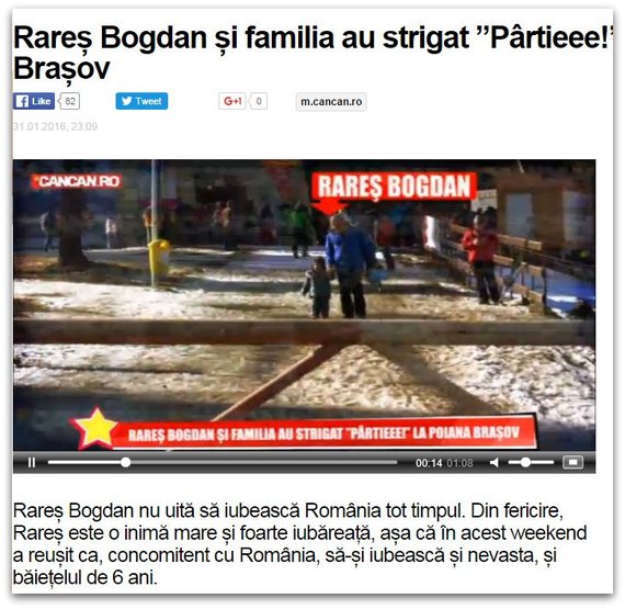 Mostră de redactare: Rareş Bogdan a reuşit „concomitent cu România să-şi iubească şi nevasta, şi băieţelul de 6 ani”