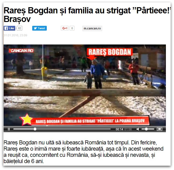 Mostră de redactare: Rareş Bogdan a reuşit „concomitent cu România să-şi iubească şi nevasta, şi băieţelul de 6 ani”
