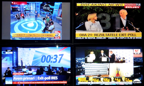 VIDEO. Exit poll, momentul 21.00. Câte posturi de ştiri, atâtea cronometre