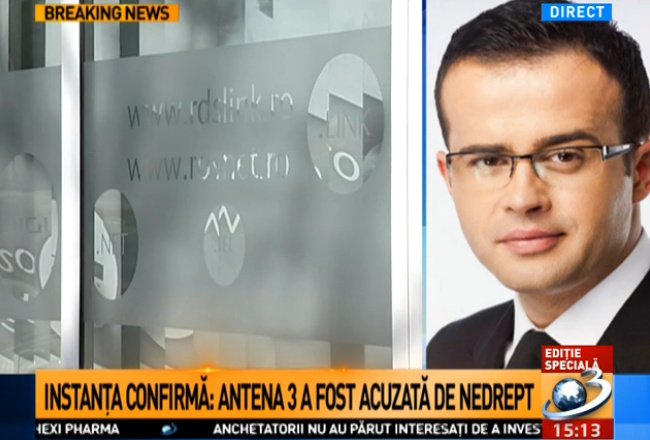 Cum s-a văzut la Antena 3 motivarea instanţei în cazul de şantaj: „Antena 3 a fost acuzată pe nedrept”