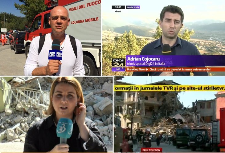 Ce televiziuni au trimis corespondenţi în localităţile din Italia afectate de cutremur