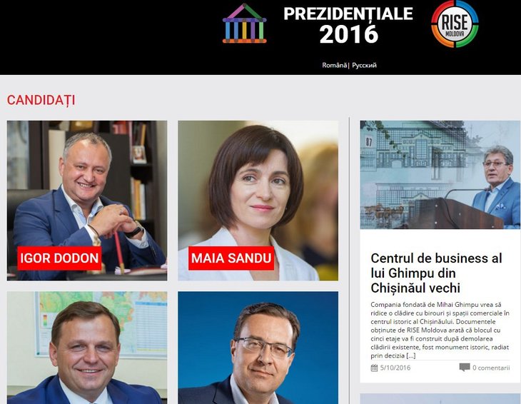 Rise Moldova a lansat o secţiune cu informaţii despre candidaţii la preşedinţia Republicii Moldova