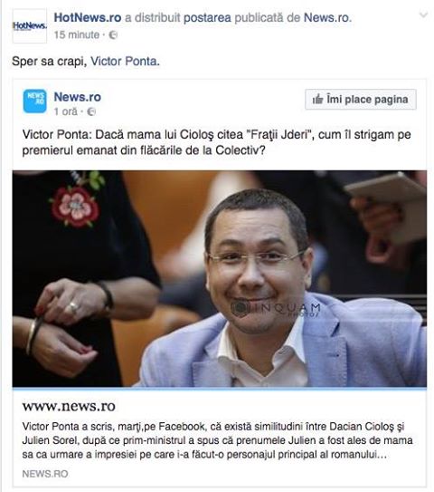 Reacţia colaboratorului de la HotNews, demis după postarea anti-Ponta. „Din greseala, am incurcat pagina de share si postarea a aparut pe HotNews”