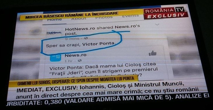 Viralul zilei, în viziunea România TV: de la Sper să crapi la Moartea lui Ponta şi oamenii lui Soroş