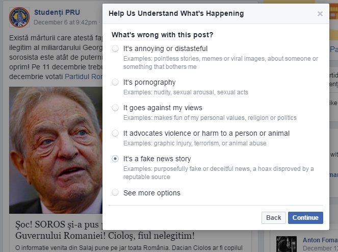 Facebook începe marcarea ştirilor false cu etichete de avertizare