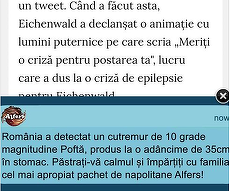 Falsa alertă de cutremur de pe Biziday, parodiată într-o reclamă online