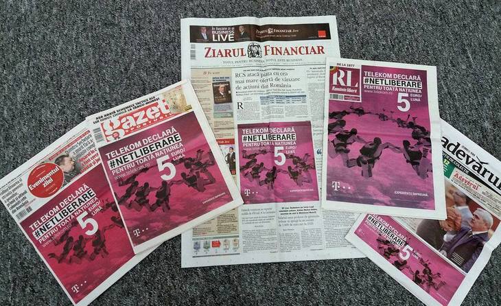 Noua campanie de la Telekom, pe prima pagină din cinci ziare