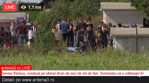 FOTO. Tabloidele, milioane de vizualizări la clipuri LIVE pe Facebook de la înmormântarea Denisei Raducu