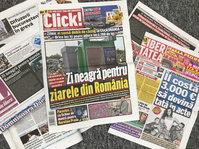 Toată presa, acelaşi text pe prima pagină: Zi neagră pentru ziarele din România! De ce?