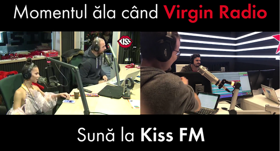 INEDIT. VIDEO. Matinalii Virgin Radio au sunat în direct la matinalii Kiss FM. Momentul, live pe ambele posturi