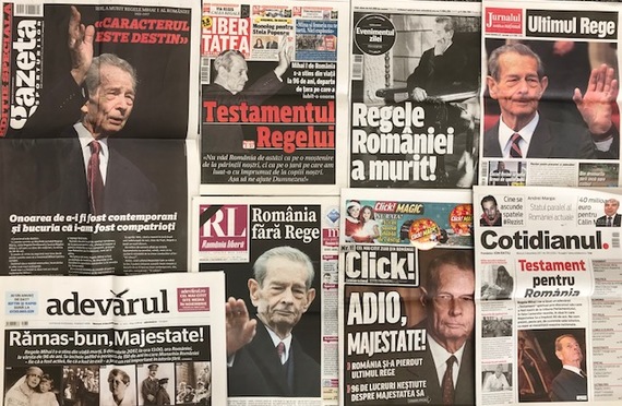 Moartea Regelui Mihai, în ziare. 17 pagini în Gazeta sporturilor. Ediţii speciale Adevărul, EVZ