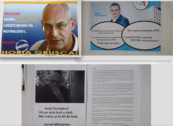 FOTO. Alegerile din TVR, primele afişe din campanie. Binomul impostură/incompetenţă loveşte din nou TVR. Neutralizaţi-l!