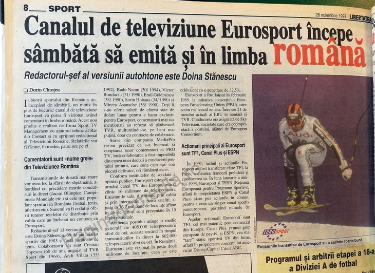 FOTO de ARHIVĂ. Eurosport, 21 de ani de comentarii în limba română