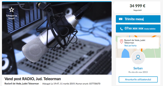 Din Teleorman. Radioul familiei fostului primar din Roşiori, la vânzare pe OLX