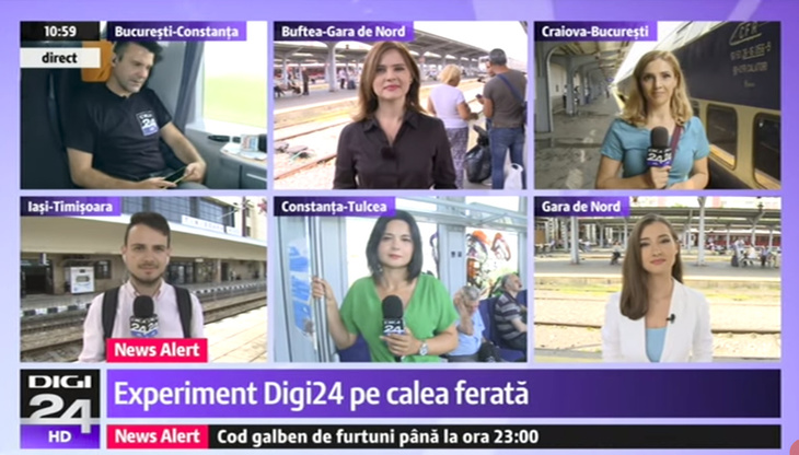 EXPERIMENT jurnalistic la Digi24. Opt echipe de reporteri, trimise cu trenul pentru o dezbatere despre infrastructura feroviară