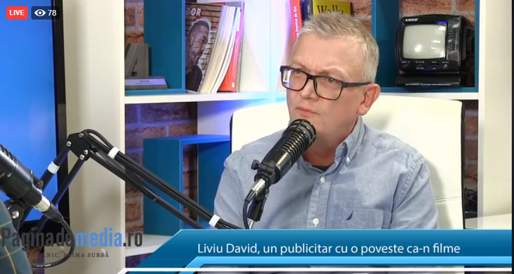 LIVE. Un publicitar cu o poveste "ca-n filme", la Interviurile LIVE: Liviu David. A vrut să fugă din ţară, a prins "copilăria" publicităţii, a lucrat afară, dar s-a întors