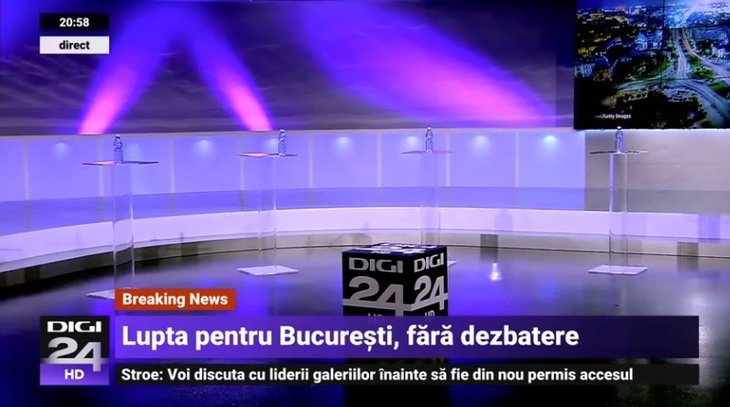 VIDEO. Lipsă de respect. Dezbatere cu scaune goale. Nici Firea, nici Băsescu, nici Nicuşor Dan sau Tăriceanu nu au mers la dezbaterea Digi24