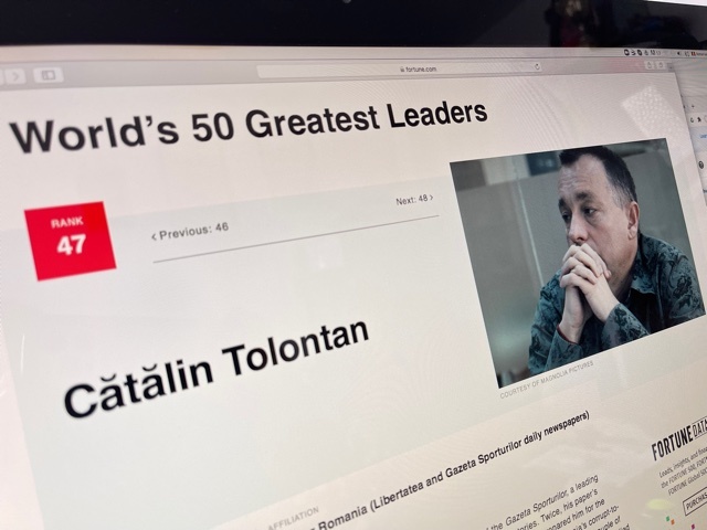 Cătălin Tolontan, în Top Fortune 50 Greates Leaders. E primul român care apare în topul publicaţiei