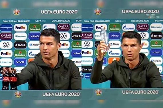 VIDEO. Coca-Cola, pierderi la bursă după ce Cristiano Ronaldo a mutat două sticle la o conferinţă de presă