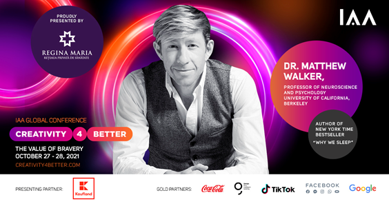 PARTENERIAT. Star Speaker Dr. Mathew Walker se alătură “Creativity4Better” 2021
