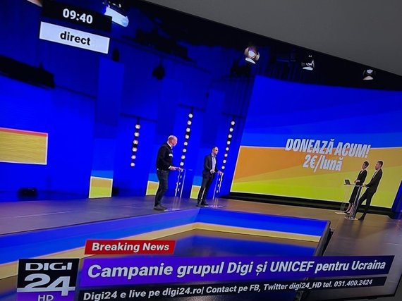 Zece ani de Digi 24. Postul intră în campania Ajutor pentru Ucraina cu UNICEF