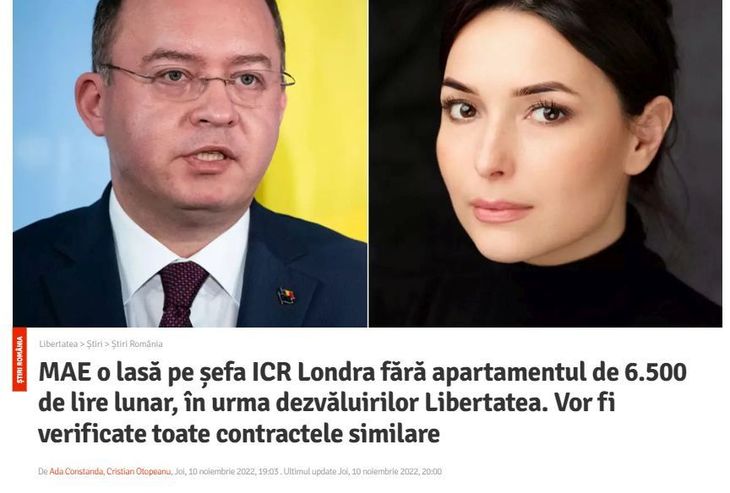 Când presa (mai) contează. Ministerul de externe ia măsuri după un articol din Libertatea: Statul român plăteşte lunar 6.500 de lire chirie pentru directoarea ICR Londra, care n-a vrut să stea într-un apartament gratuit