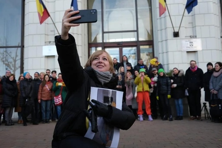 Emilia Şercan, în a 15 zi de protest. Foto: Mihai Ghiduc