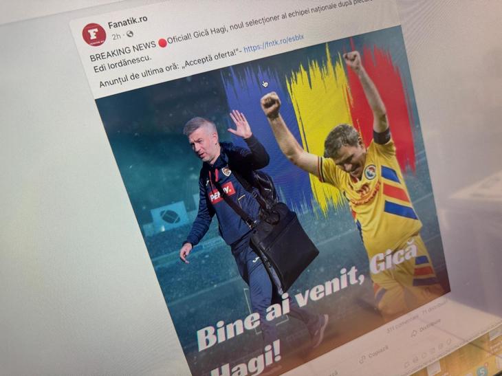 DE PE NET. Noul sport între site-urile de sport: Cine dă cel mai de click-bait titlu cu Hagi antrenor la Naţională? Fanatik îi ura deja "Bine ai venit!" când era doar propunere