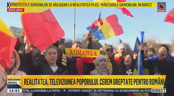 FOTO. Realitatea, susţinere pe faţă pentru mitingul pro-Călin Georgescu: „Cerem dreptate pentru români!”. Georgescu e "preşedintele ales"
