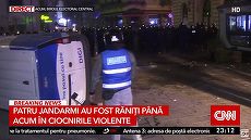 Proteste în Bucureşti după respingerea candidaturii lui Călin Georgescu. O maşină Digi24 a fost răsturnată