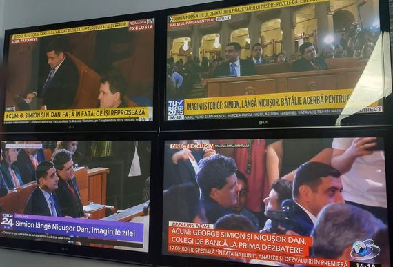 BURTIERĂ LA MINUT. Confruntarea George Simion - Nicuşor Dan de la Parlament. Ce au titrat televiziunile? De la „moment istoric” şi „bomba zilei” la „examen de sesiune”