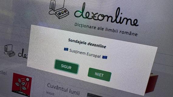 Site-ul DexOnline, mesaj cu subînţeles. „Susţinem Europa!” Da sau Niet? Ce se întâmplă cu site-ul la varianta în limba rusă?