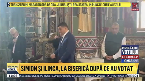 DERAPAJ. Realitatea, campanie pentru George Simion în ziua alegerilor: imagini cu candidatul şi familia la biserică. Ce amendă a luat?