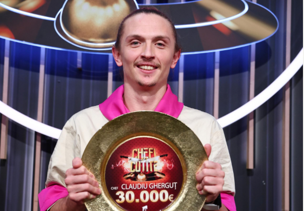 Câştigător Chefi la cuţite 2025. Claudiu Gherguţ, „cuţitul de aur” al lui chef Orlando Zaharia din echipa mov, a câştigat competiţia