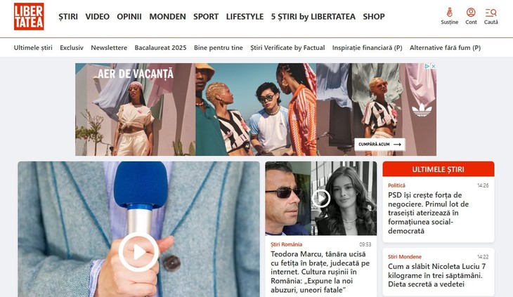 Site-ul Libertatea.ro a fost relansat. Design nou şi materiale video originale, printre noutăţi