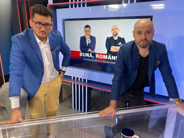 Radu Buzăianu şi Răzvan Zamfir, prezentatorii emisiunii Bună, România! de la B1 TV