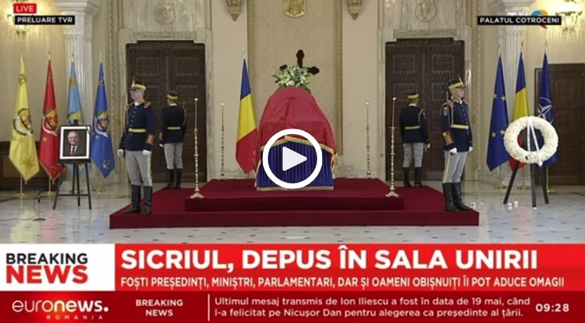 Se mai întâmplă! O prezentatoare de la Euronews România a menţionat greşit numele preşedintelui aflat în sicriul depus la Palatul Cotroceni