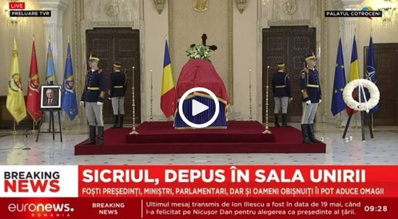 Se mai întâmplă! O prezentatoare de la Euronews România a menţionat greşit numele preşedintelui aflat în sicriul depus la Palatul Cotroceni