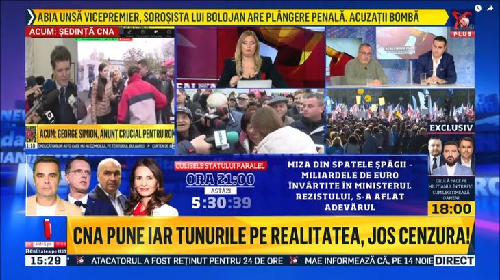 FOTO. Realitatea Plus, campanie victimizare live în timp ce CNA analizează emisiunile în care postul îi face campanie pe faţă Ancăi Alexandrescu