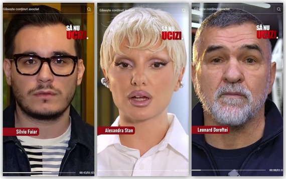 VIDEO. Opt vedete într-un clip puternic: „Să nu ucizi!” Nicoleta Nucă, Leonard Doroftei, printre ele. Alexandra Stan: „Undeva mai aproape de tine decât ai crede, o femeie trăieşte în teroare”