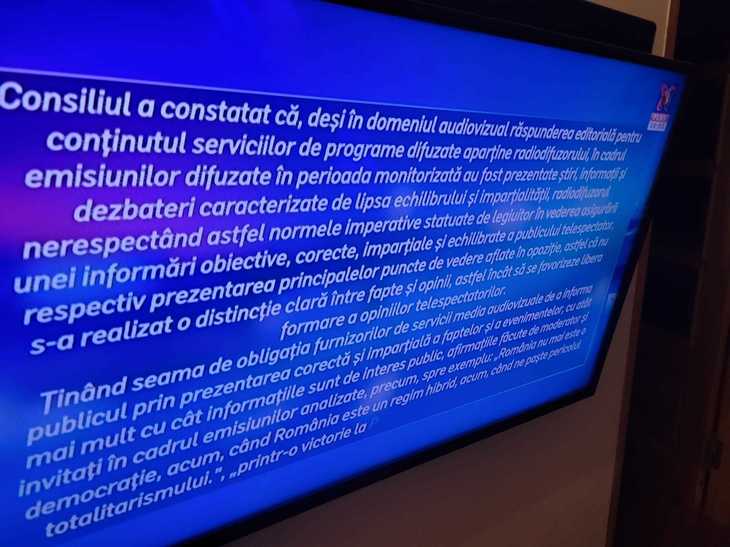 Cum arată textul sancţiunii de pe Realitatea Plus, citit în buclă timp de trei ore. A durat 20 de minute să fie citit cap-coadă!