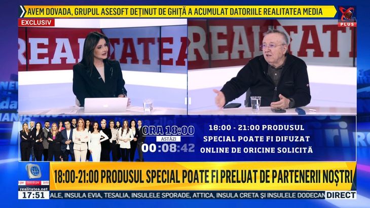 Ce audienţe a avut Realitatea Plus după o nouă suspendare a emisiei. Postul a fost peste România TV pe publicul comercial