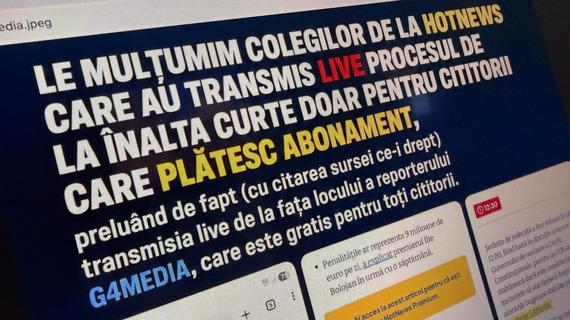 HotNews, ironizat de G4media după ce a inclus în varianta premium informaţii gratuite de la ei: "Le mulţumim!" Reacţia HotNews: "Învăţăm"