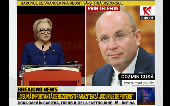 Realitatea TV, taxată de CNA după ce Cozmin Guşă a spus că în spatele Vioricăi Dăncilă ar fi „oameni cu interese externe”