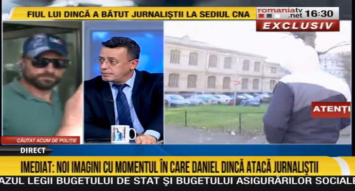 Îmbrânceli lângă sediul CNA între fiul lui Gheorghe Dincă şi jurnalişti de la România TV, după ce televiziunea a fost amendată