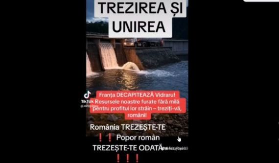 CNA ia măsuri faţă de mai multe dezinformări online despre barajul Vidraru. Un clip de pe TikTok susţine că ar fi aur pe fundul lacului